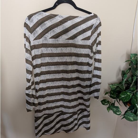 Carve Designs striped Brown and White Tunic Dress Cover Up Small - Picture 4 of 8